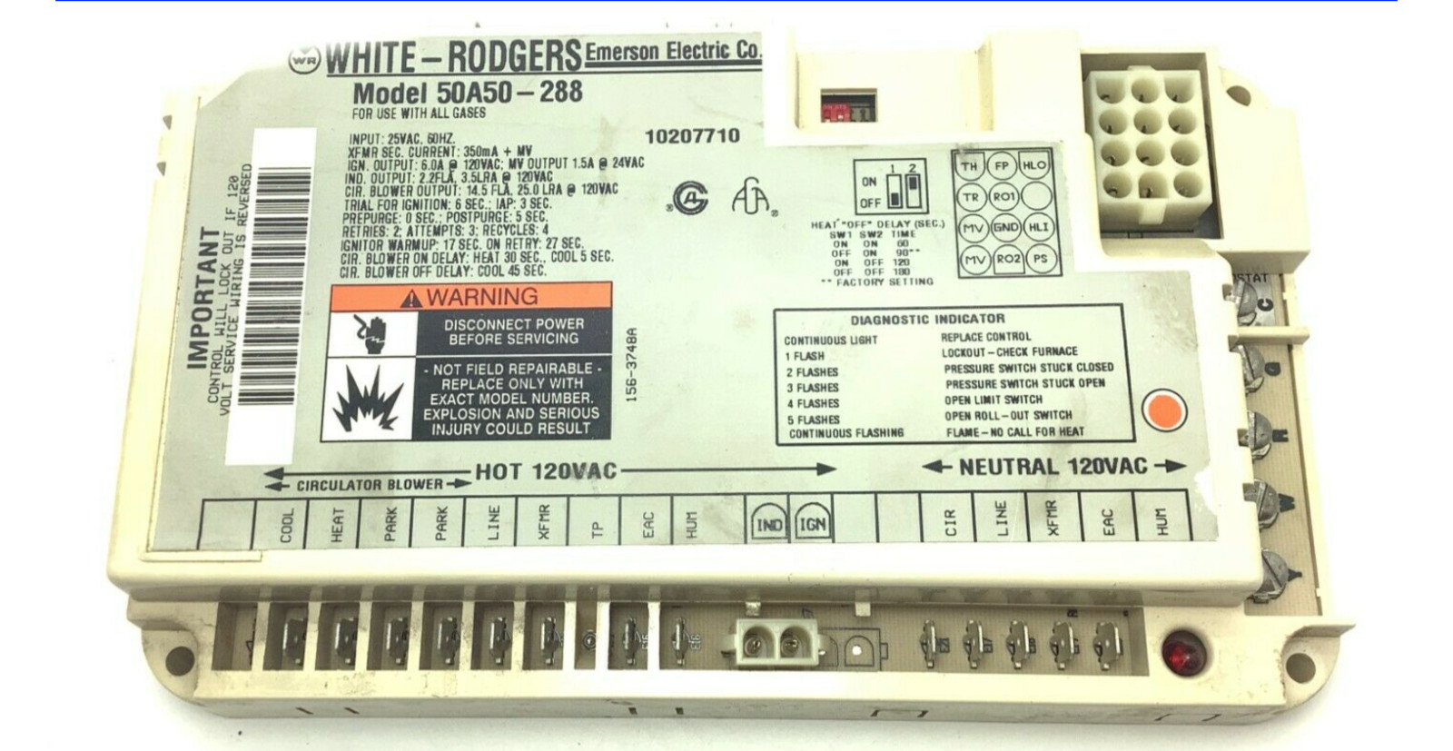 50A50-288 GENUINE OEM White Rodgers Ignition Control Board GUARANTEED 10207706 50A50-288 GENUINE OEM White Rodgers Ignition Control Board GUARANTEED 10207706