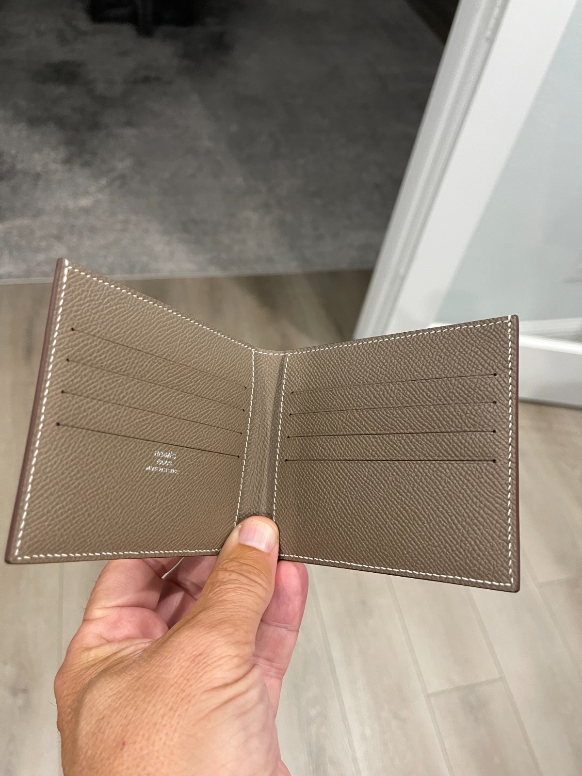 Hermes Citizen Twill Compact Card Holder Wallet -8 Cards- Evercolor Silk Lining