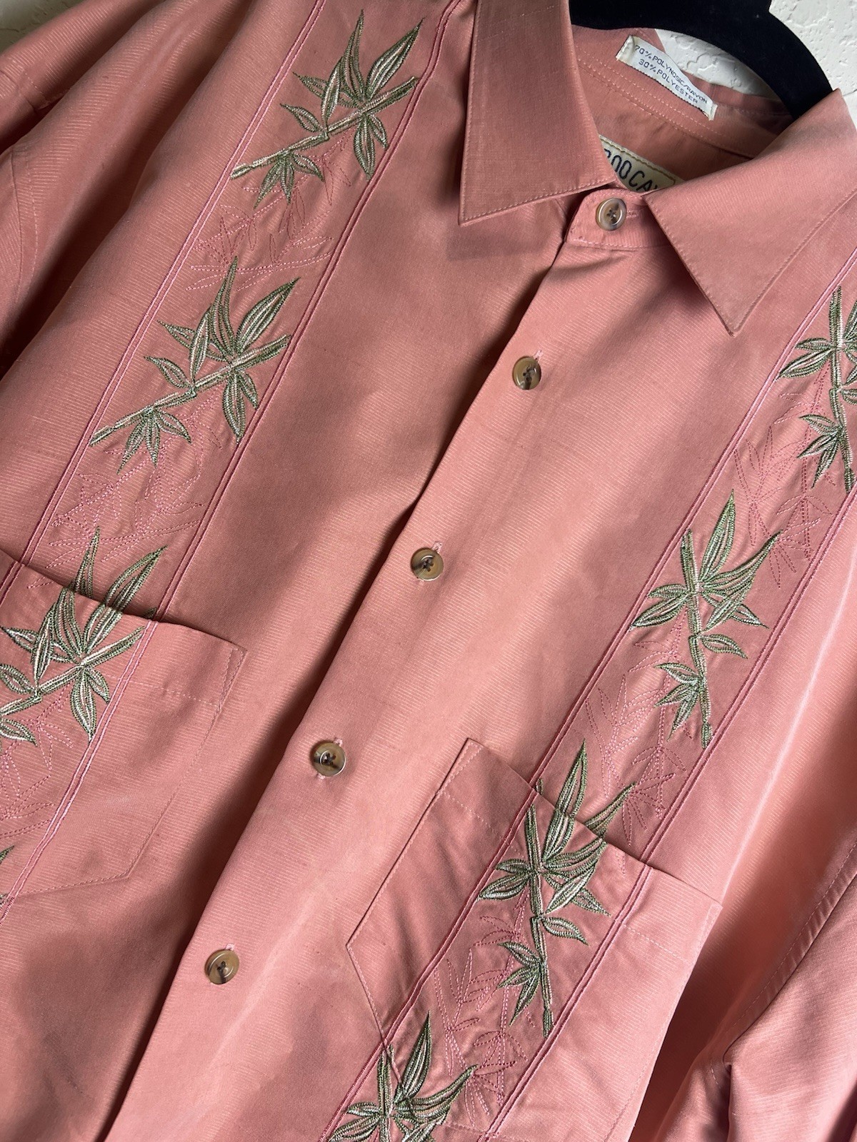 Vintage Bamboo Cay Embroidered Shirt Mens Large Hawaiian 4 Pockets Bamboo Cruise