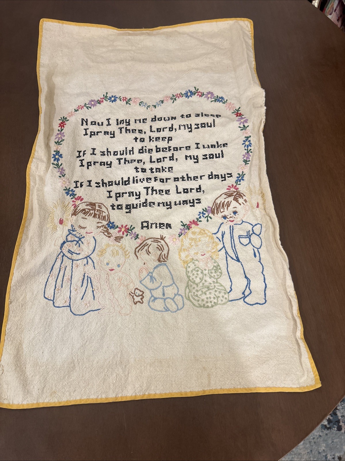 Vintage Adorable Embroidery Childs Picture Verse, \ Vintage Adorable Embroidery Childs Picture Verse, \