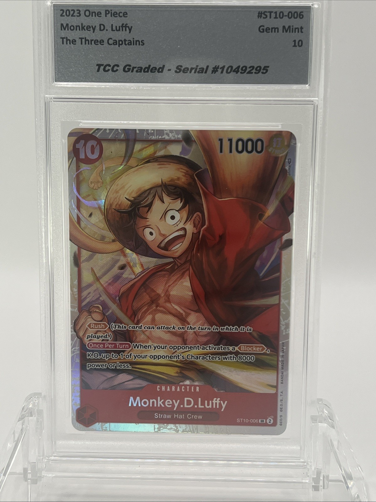 2023 One Piece Monkey D. Luffy The Three Captains TCC Graded Gem Mint 10