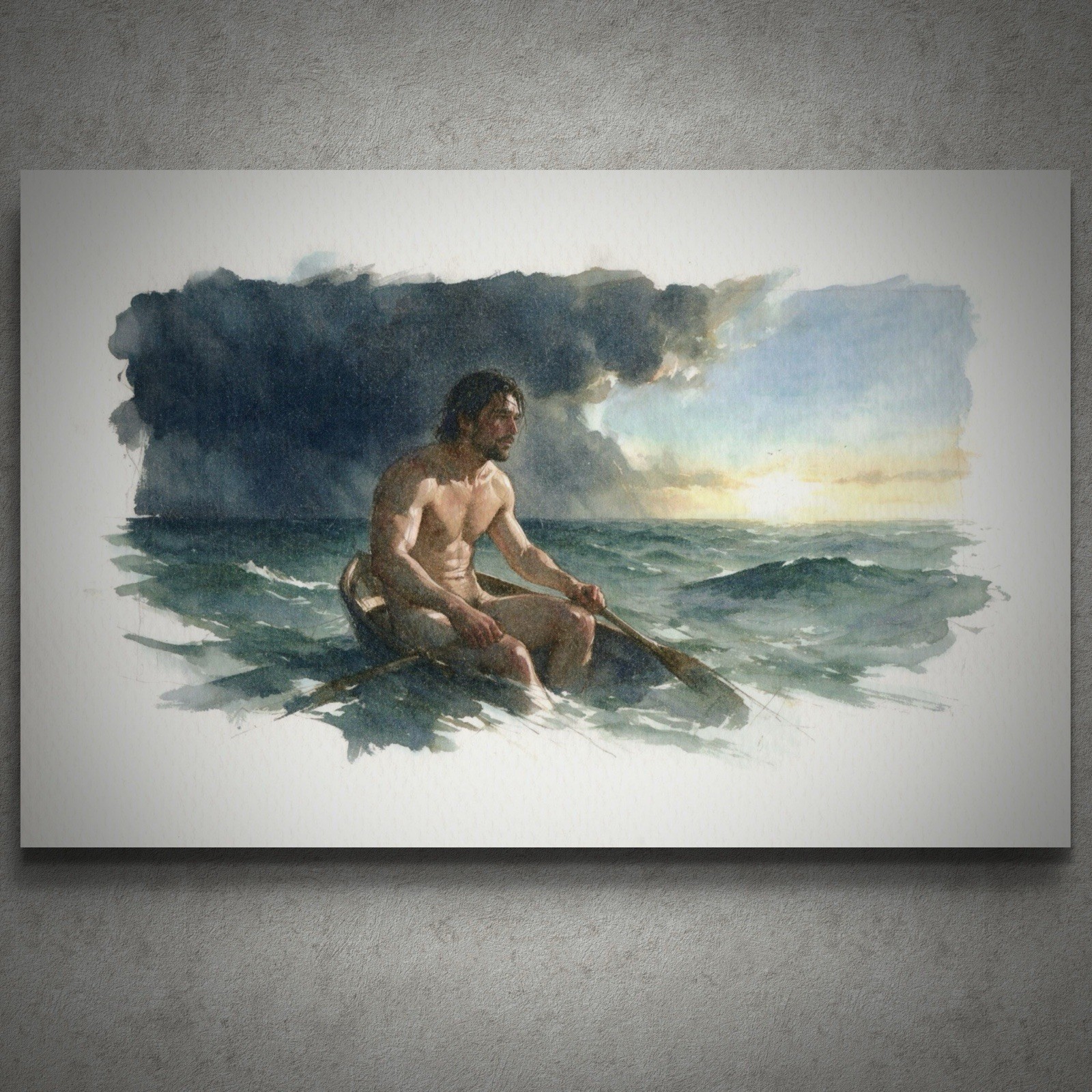Original Watercolor Painting Male Figure Portrait Book Page  (5.5 × 8.5 inches)