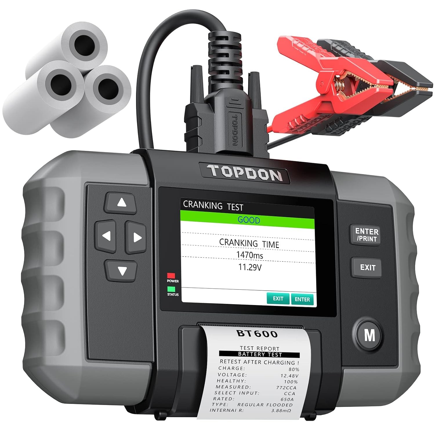B0B45FZLRX Car Battery Tester, TOPDON BT600 12V , 12V/24V Cranking Tests