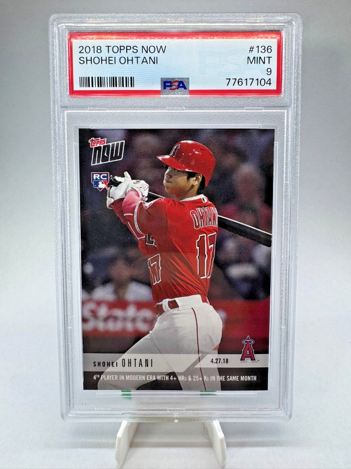 2018 Topps Now Shohei Ohtani Rookie #136 PSA 9