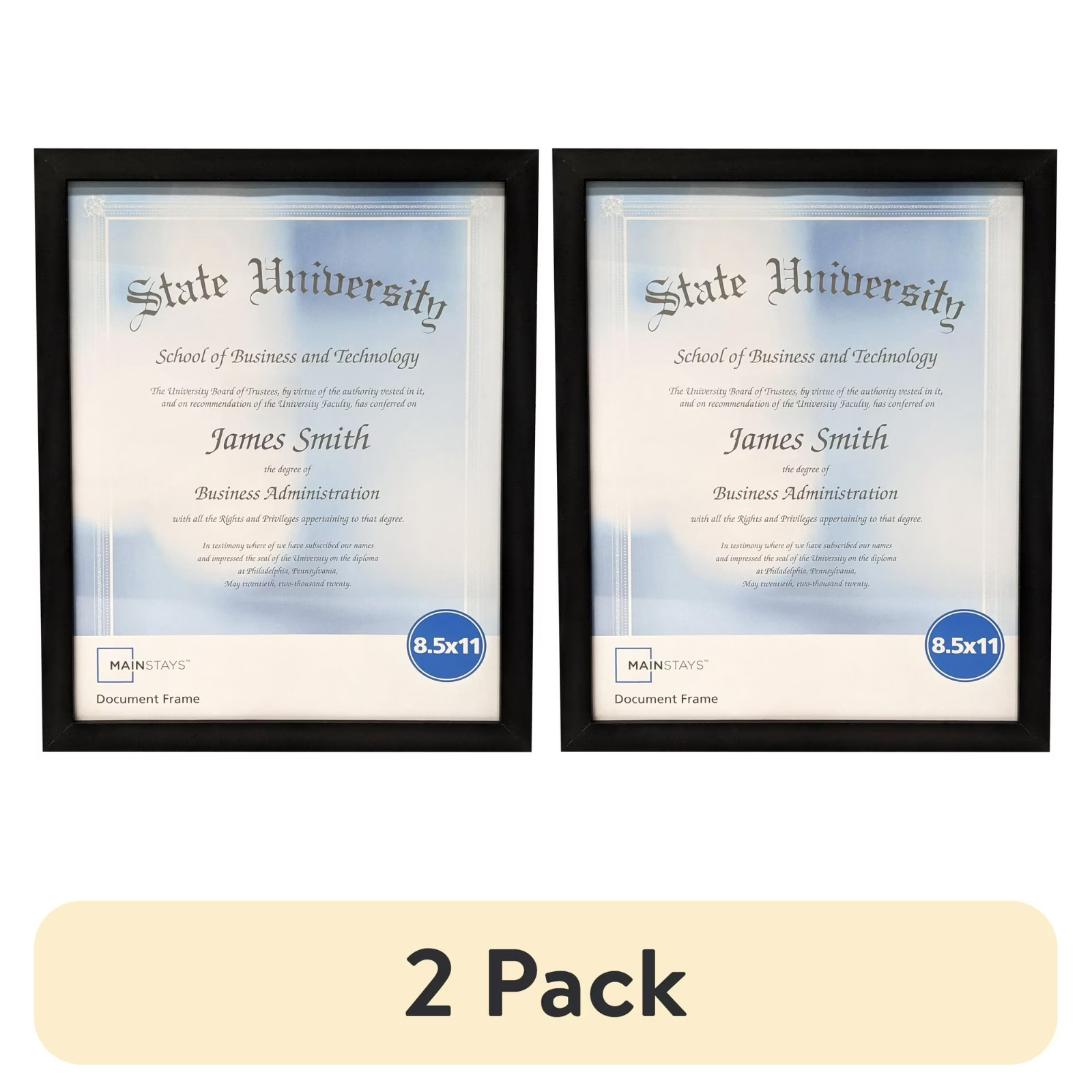 (2 pack) Mainstays 8.5x11 Document Picture Frame, Black (2 pack) Mainstays 8.5x11 Document Picture Frame, Black