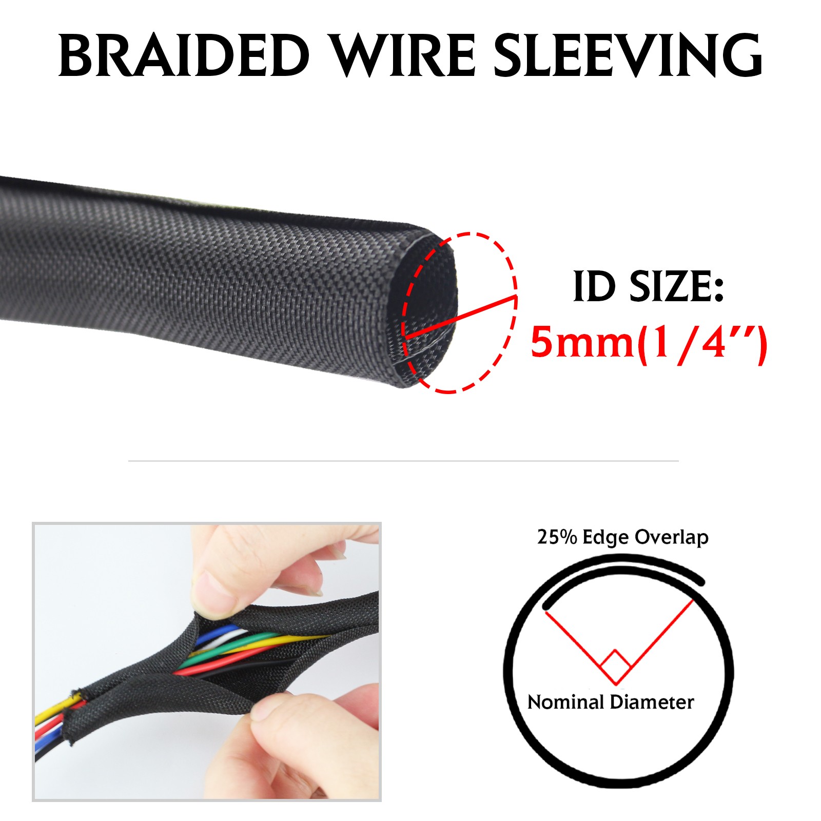 Automotive Split Loom Tubing Heat Resistant Wire Harness Cover 1/4