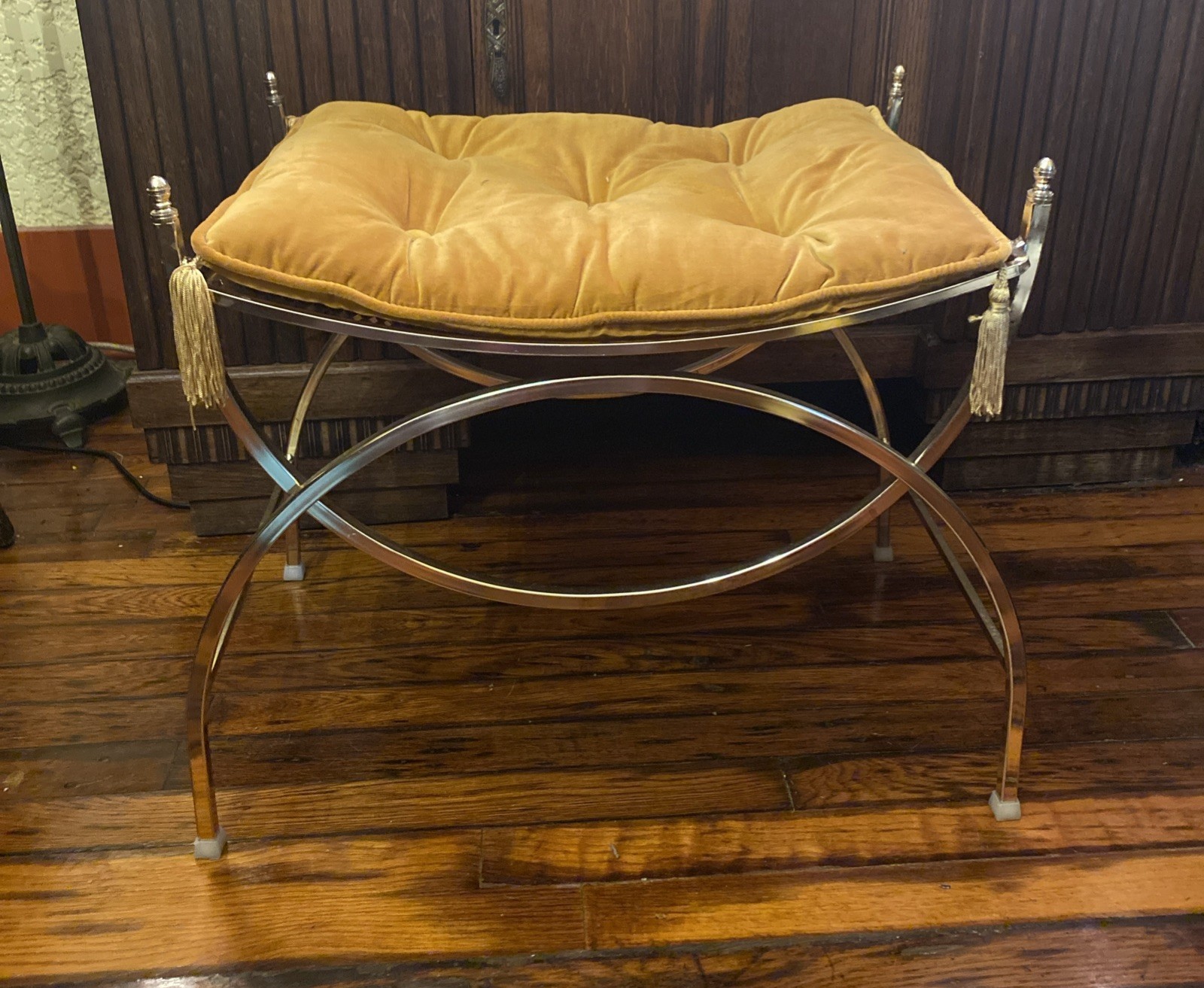 Vintage Hollywood Regency Koch Originals Metal Padded Tufted Gold Seat Vintage Hollywood Regency Koch Originals Metal Padded Tufted Gold Seat