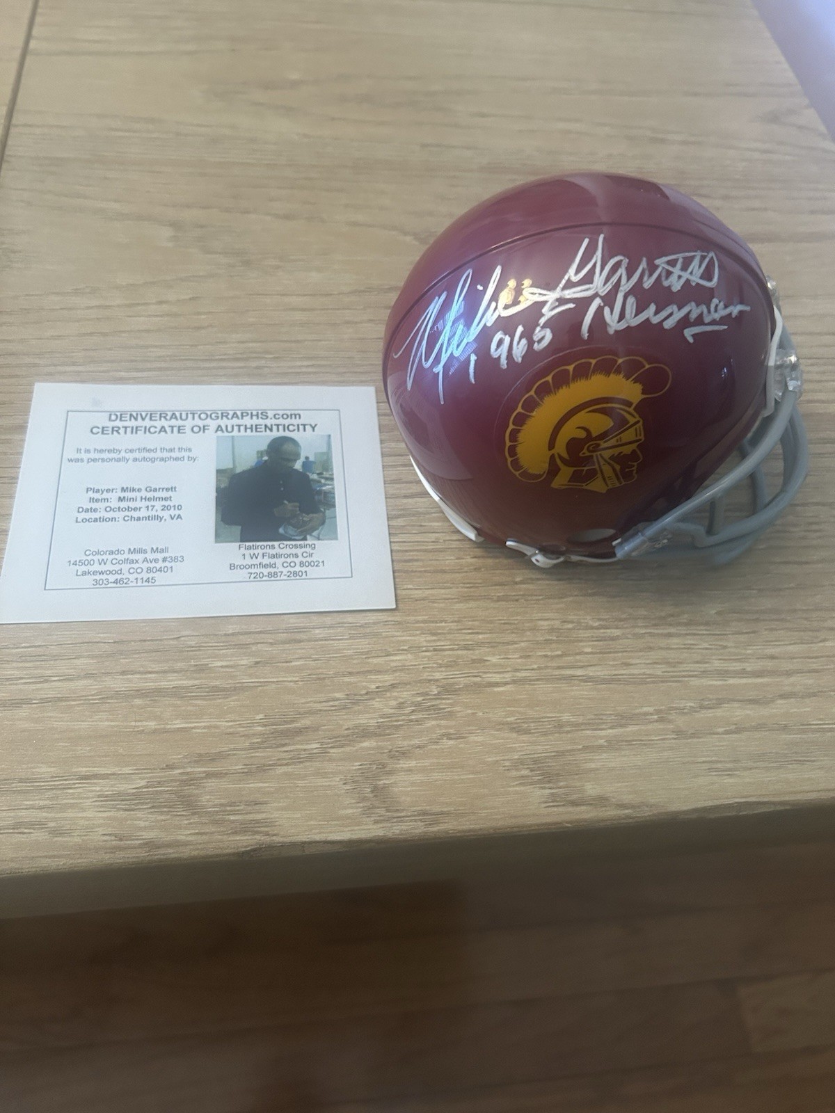MIKE GARRETT SIGNED HELMET USC TROJANS HEISMAN 1965 SOUTHERN CAL TROY 65 RB COA