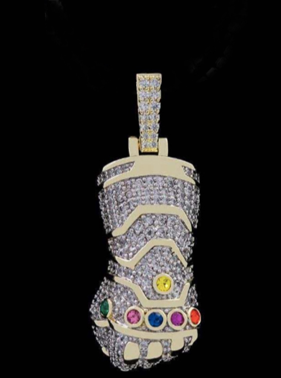 GLD Thanos Infinity Gauntlet 14k Gold Plated Necklace Pendant Marvel Comics New