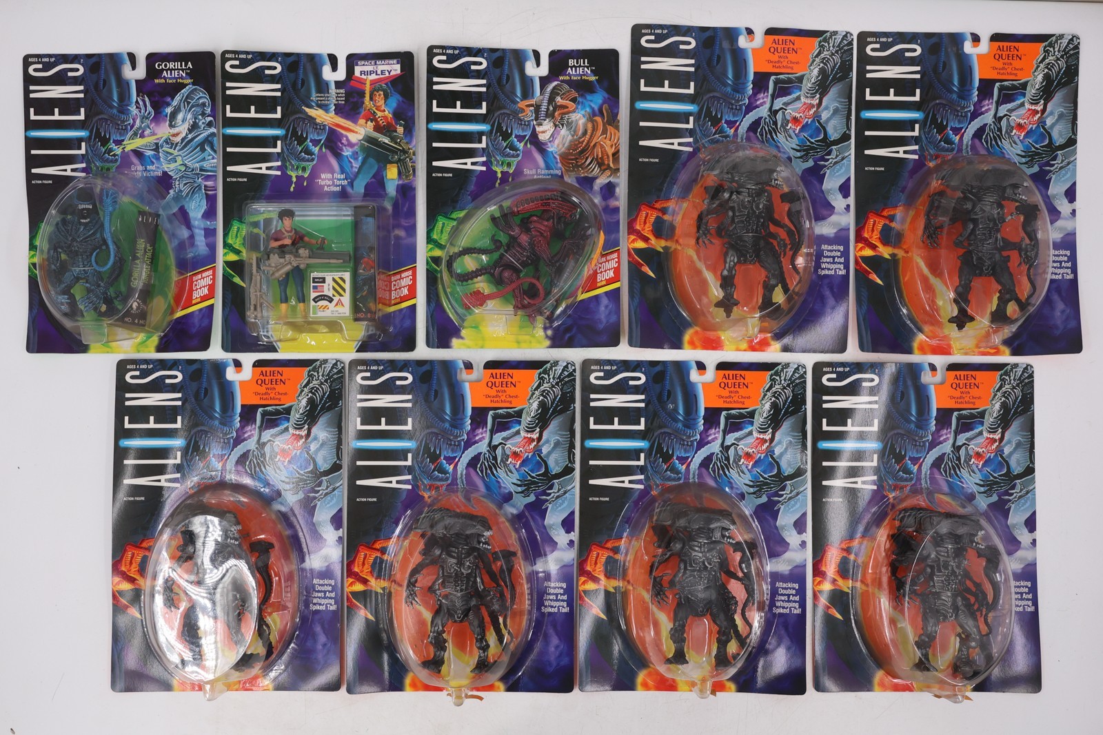 Lot of 9 Vintage Kenner Aliens Action Figures Queen Ripley Bull Gorilla Lot of 9 Vintage Kenner Aliens Action Figures Queen Ripley Bull Gorilla