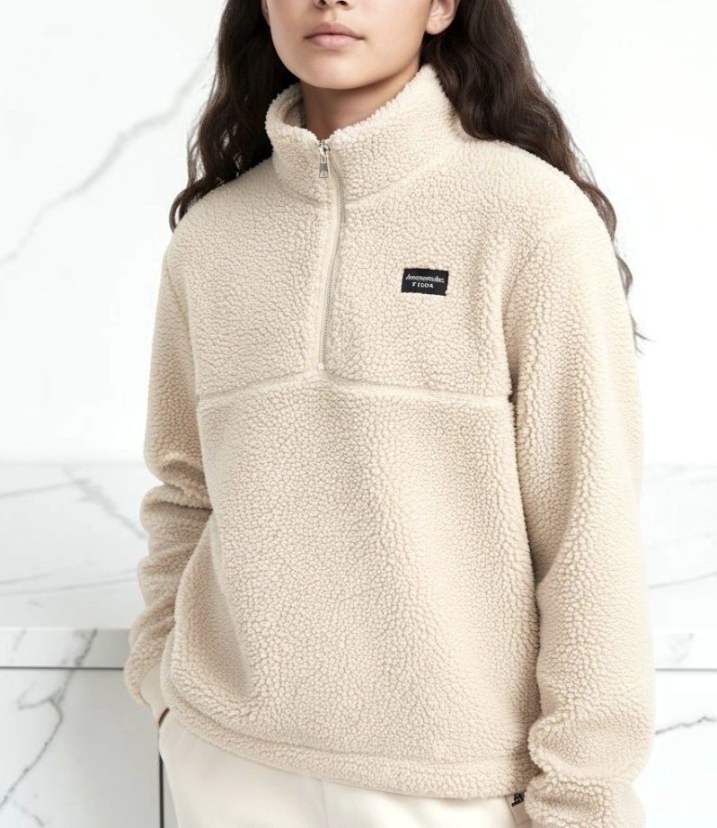 ABERCROMBIE KIDS (13-14) Oatmeal Sherpa Fleece Sweater 1/4 Zip-Up Pullover ABERCROMBIE KIDS (13-14) Oatmeal Sherpa Fleece Sweater 1/4 Zip-Up Pullover