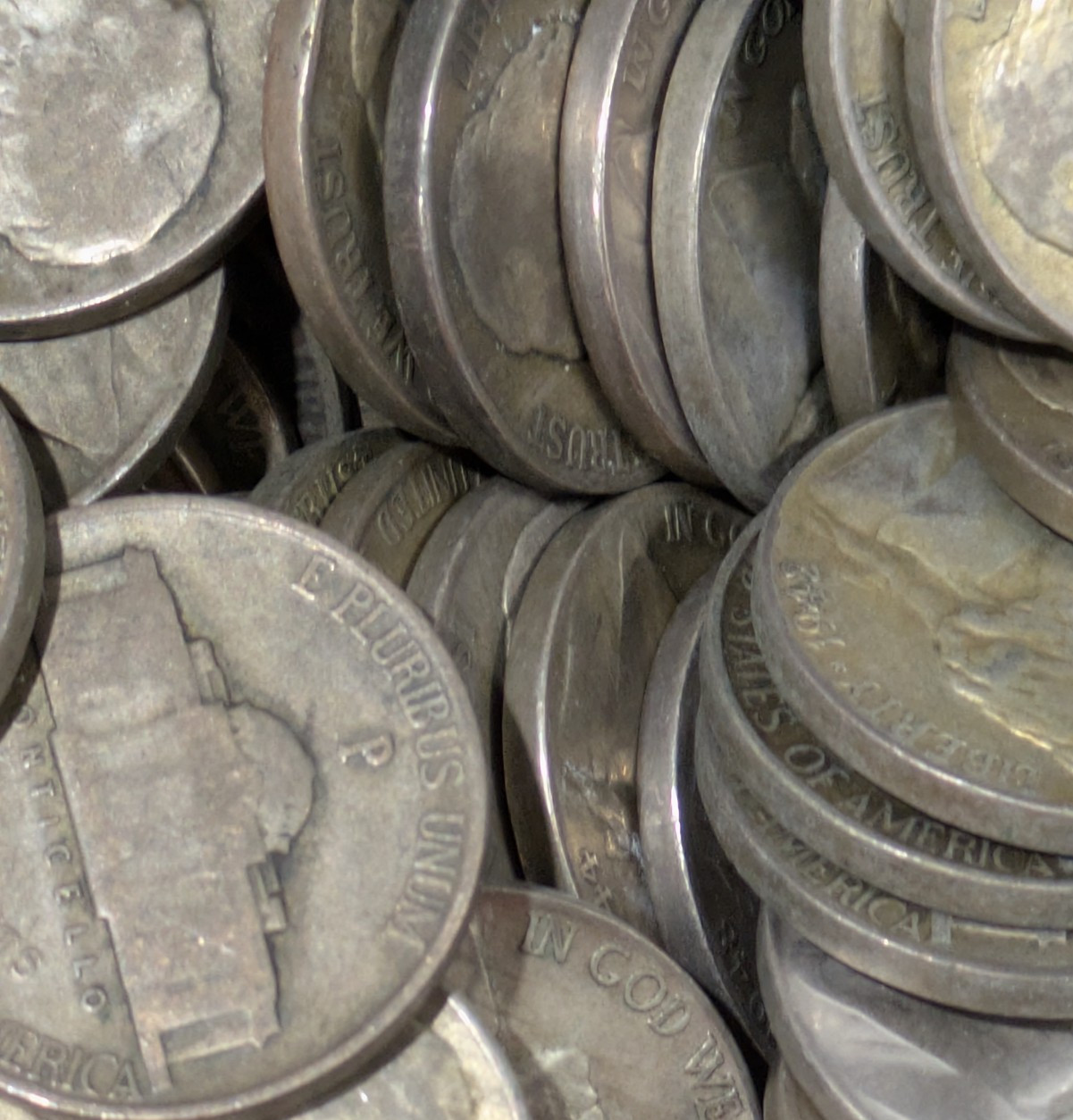 Wartime Silver United States War Nickels 35% Mixed 1942 1943 1944 1945 P D S
