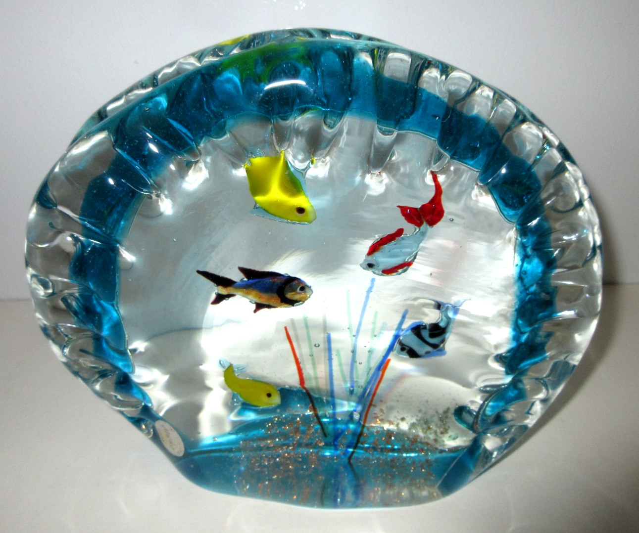 1950s 60s vintage LARGE ITALIAN MURANO ART GLASS SCULPTURE FISH AQUARIUM