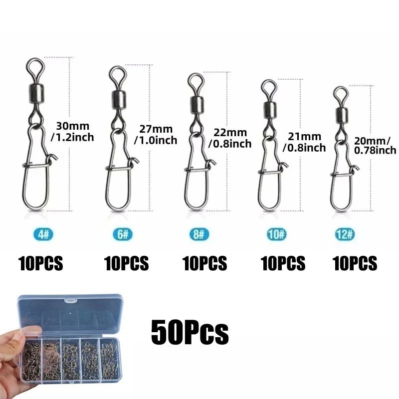 50~200PC Ball Bearing Swivels with Duo Lock Snap Fishing 50~200PC Ball Bearing Swivels with Duo Lock Snap Fishing