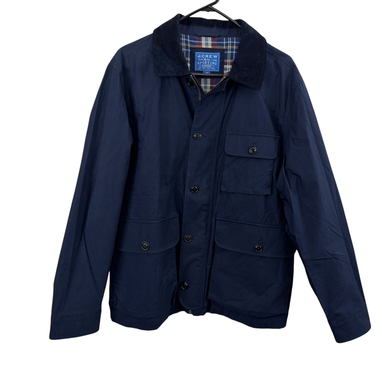 J Crew Utility Jacket Mens Medium Navy Tartan Lining Kincloth Outdoor Coruroy J Crew Utility Jacket Mens Medium Navy Tartan Lining Kincloth Outdoor Coruroy