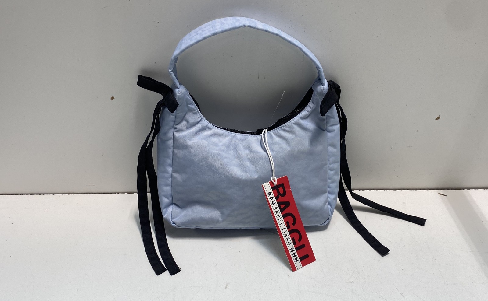 Baggu Powder Blue Mini Bow Bag Recycled Nylon Handbag NWT