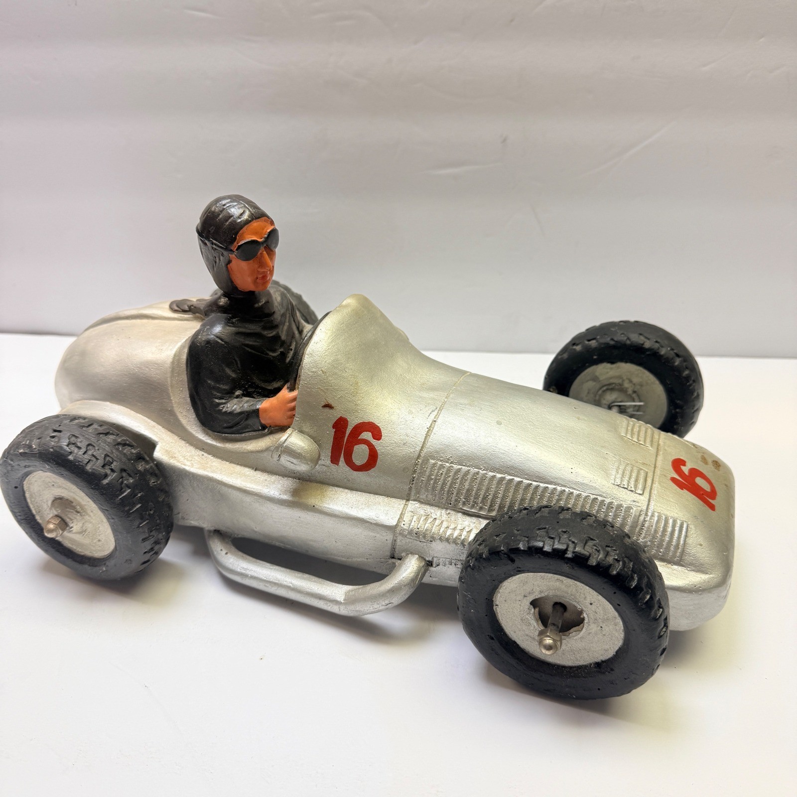 Vintage Mercedes Benz #16 Race Car Toy w/ Driver Formula Racing RARE 14\