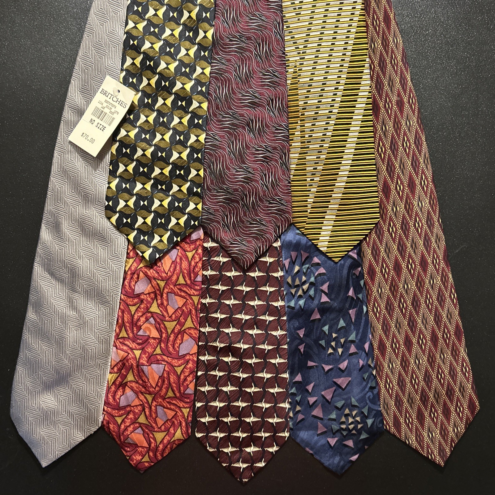 Vintage EUC Tie Lot Of 8 Jhane Barnes Ties Made In Japan Geometric + Deadstock Vintage EUC Tie Lot Of 8 Jhane Barnes Ties Made In Japan Geometric + Deadstock