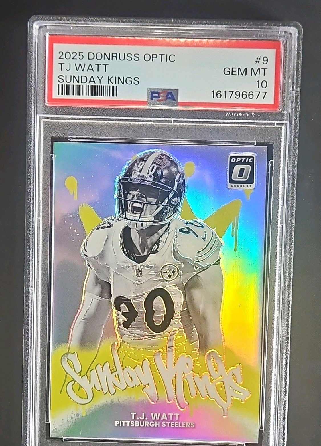 Panini Donruss Optic 2025 T.J. Watt Steelers Sunday Kings #9 PSA 10 Panini Donruss Optic 2025 T.J. Watt Steelers Sunday Kings #9 PSA 10