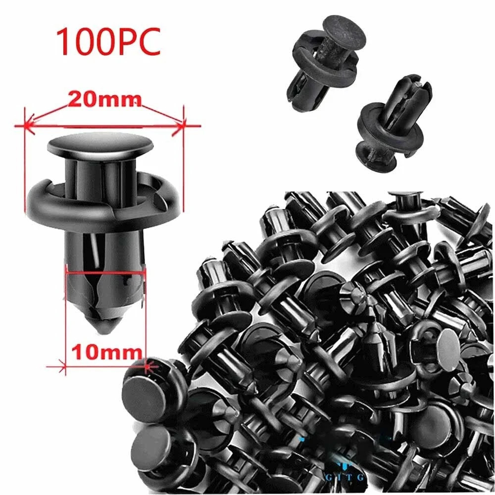 100X 10mm Bumper Clips Auto Car Hole Plastic Rivets Fastener Fender Push Pin US.