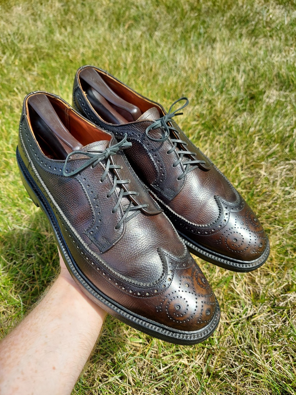 RARE 1960s Hanover X Towncraft 2746 Turf Olive Green LWB Gunboat Shoes Men 9 C/A