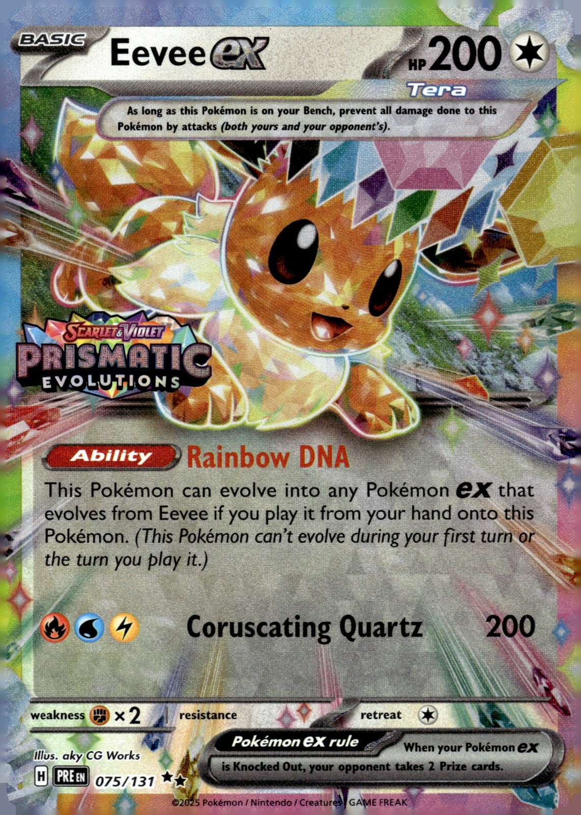 2025 Pokemon Eevee ex 075/131 Prismatic Evolutions Stamped Promo Holo