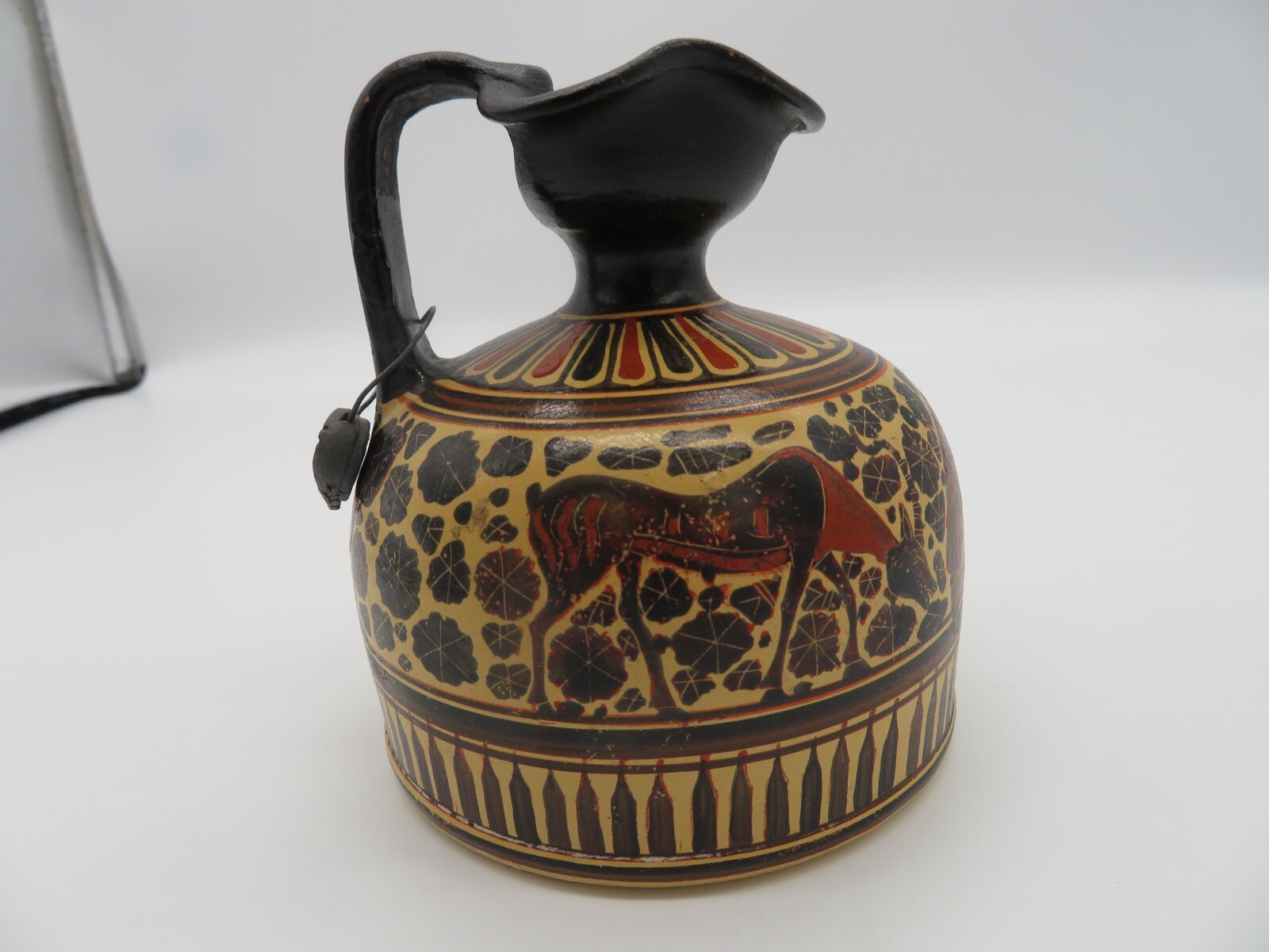 Greek Small Pitcher Handmade Hand Painted Museum Replica By G. Lioulias Greek Small Pitcher Handmade Hand Painted Museum Replica By G. Lioulias