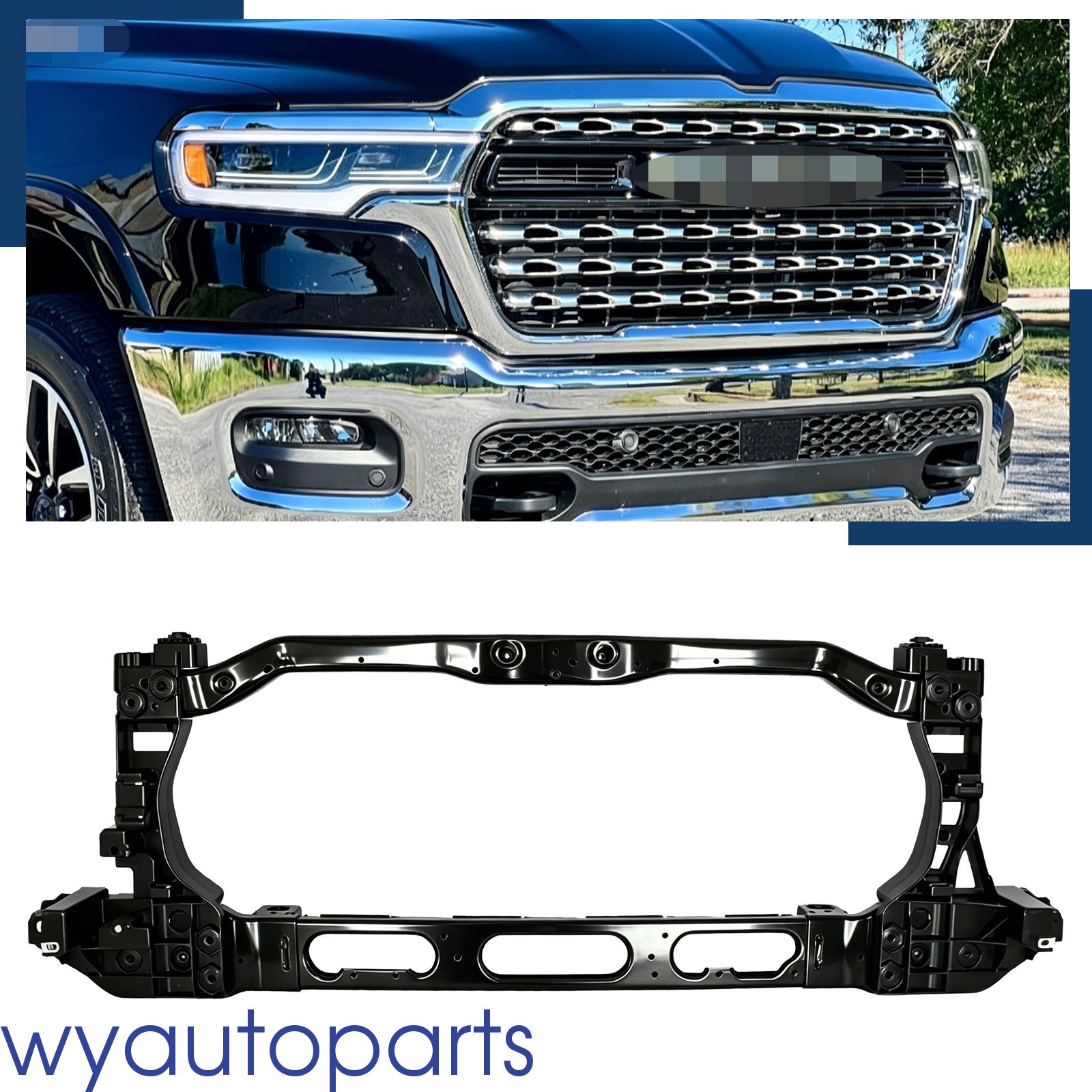 Fit For  Ram 1500 2025-2026 Front Radiator Support Bracket Frame Assembly Black