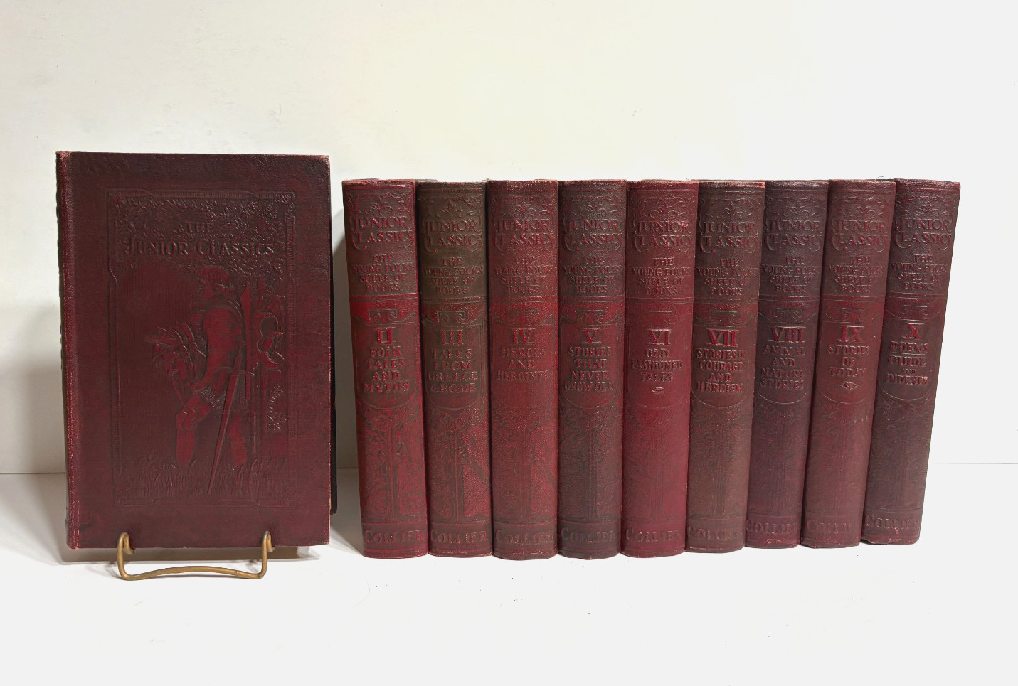 Antique 1918 Junior Classics Complete 10 Vol Set Gilt Top Edge Collier Books ~VG
