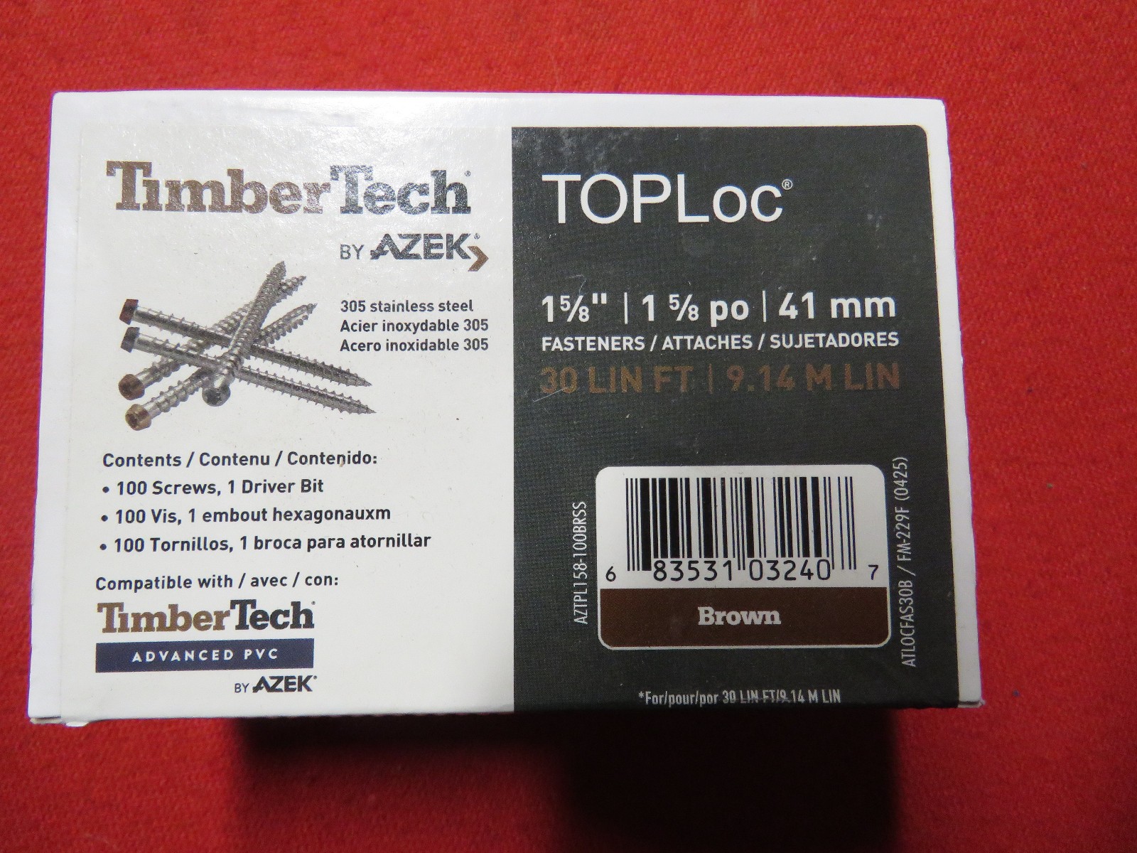 100x AZEK Composite Deck Screws TOPLoc TimberTech 1-5/8 100x AZEK Composite Deck Screws TOPLoc TimberTech 1-5/8