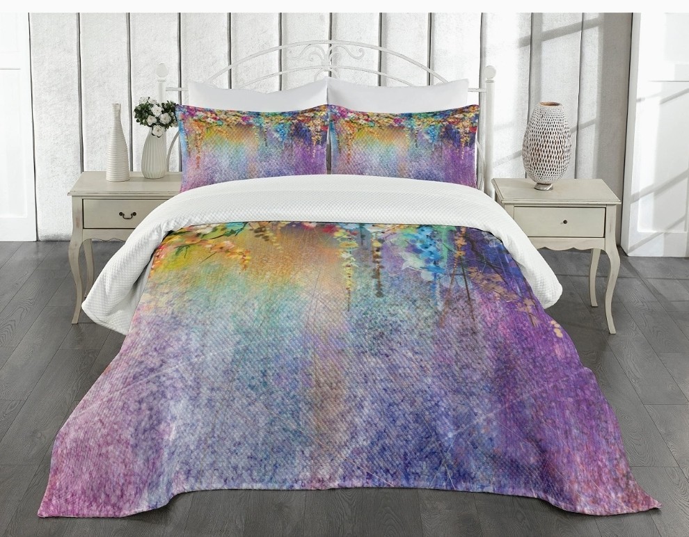 NWT Ambesonne Premium Twin Size Bedspread Set In Abstract Tie-dye/Watercolor... NWT Ambesonne Premium Twin Size Bedspread Set In Abstract Tie-dye/Watercolor...