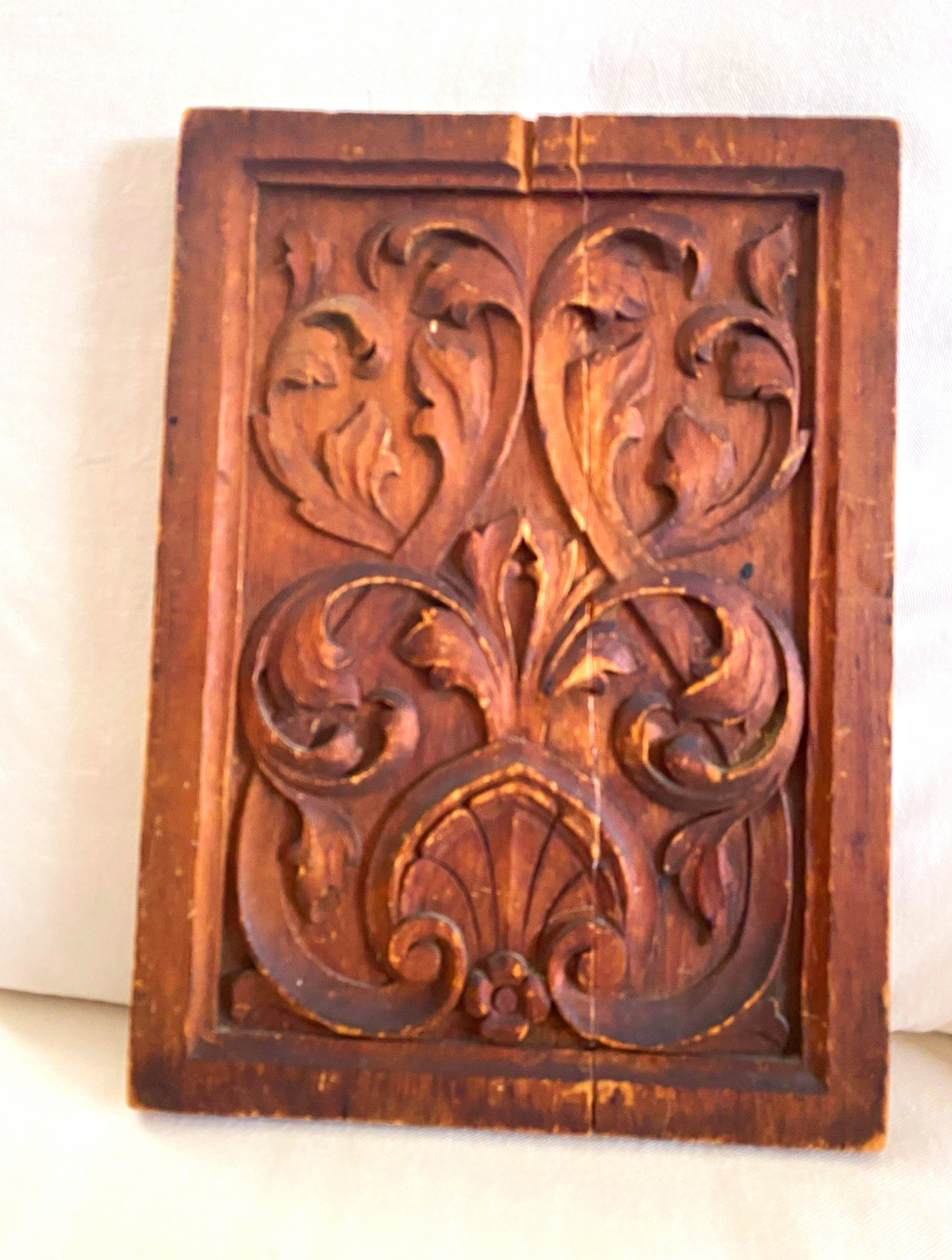 Antique Carved Wood Panel Rectangular Brown Furniture Salvage Decorative Part Antique Carved Wood Panel Rectangular Brown Furniture Salvage Decorative Part