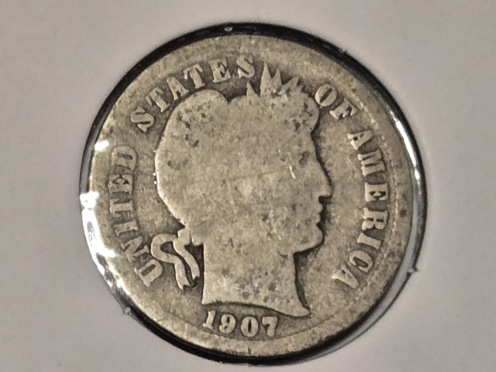 1907 O Silver Barber Dime - G (Good) 