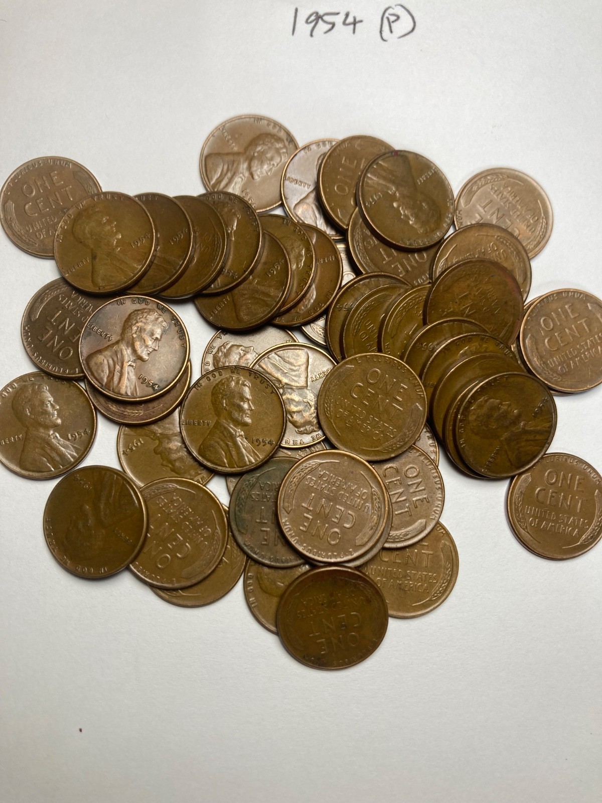 1954 (P) LINCOLN WHEAT CENT PENNY ROLL, nice condition 1954 (P) LINCOLN WHEAT CENT PENNY ROLL, nice condition