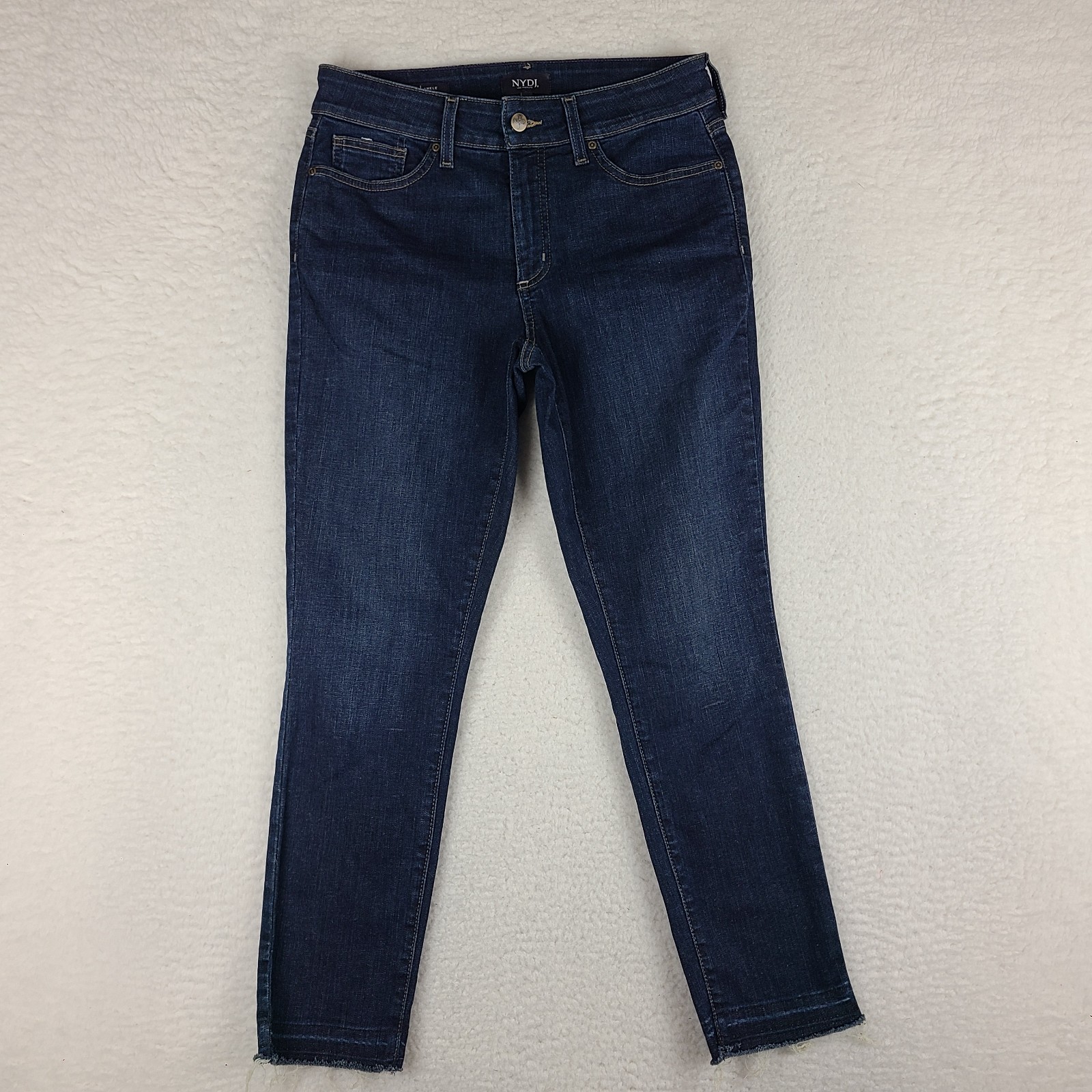 NYDJ Not Your Daughter Jeans Womens 6 Blue ALINA Ankle Fray Dark Wash Denim NYDJ Not Your Daughter Jeans Womens 6 Blue ALINA Ankle Fray Dark Wash Denim