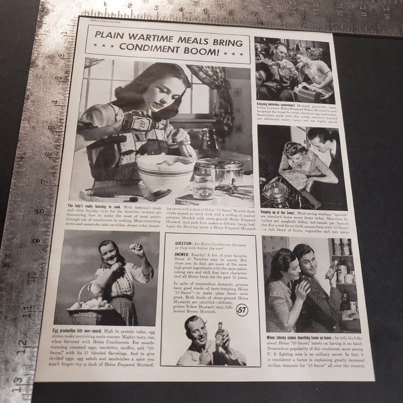 Vintage 1944 Heinz 57 Advertisement Wartime Meals World War 2