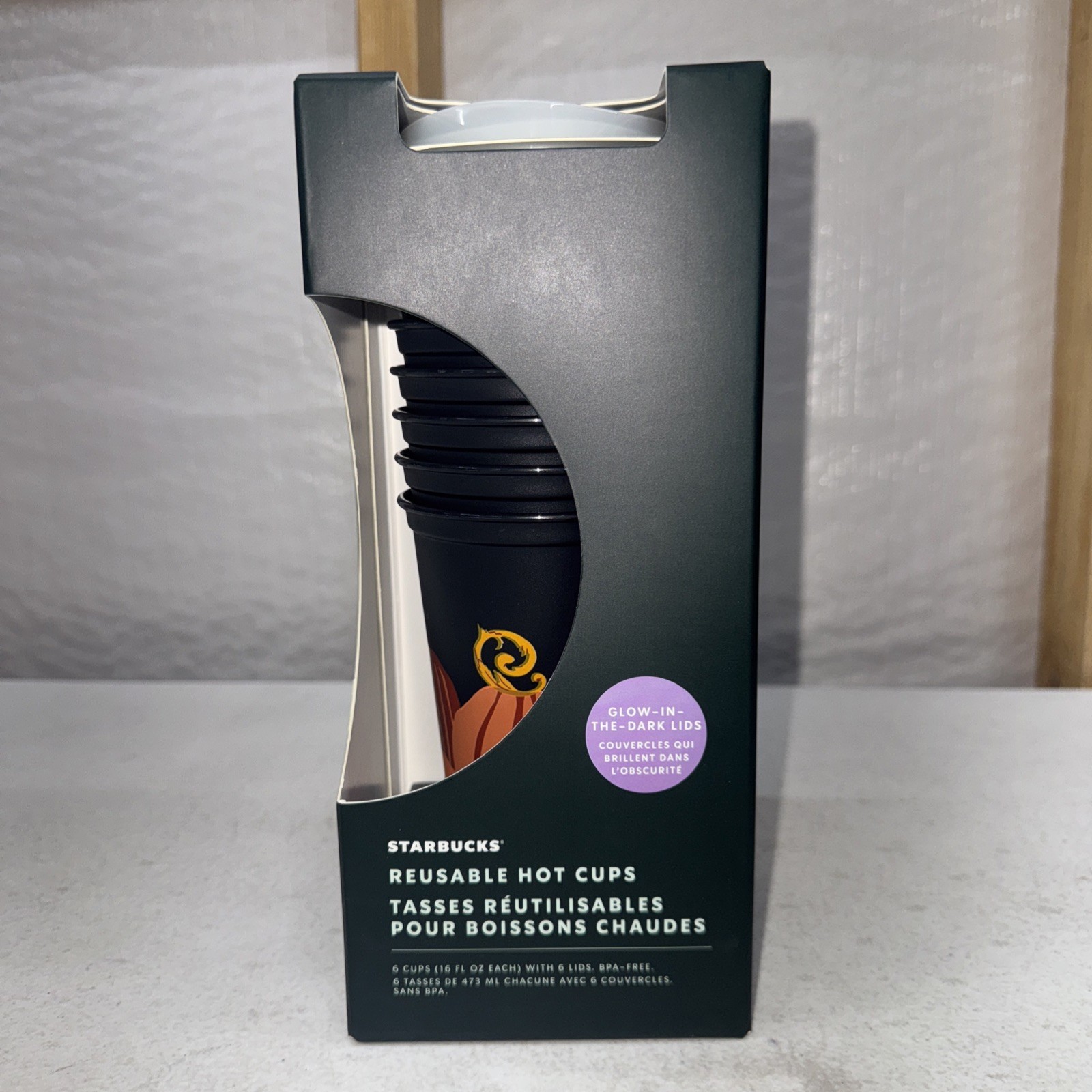 Starbucks 2021 Halloween Glow in the Dark  Reusable Hot Cups 6 Pack NWT