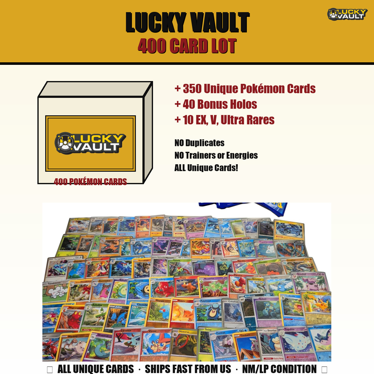 Lucky Vault 400 Pokemon Card Lot Streams Bulk Not Sorted Playable Available