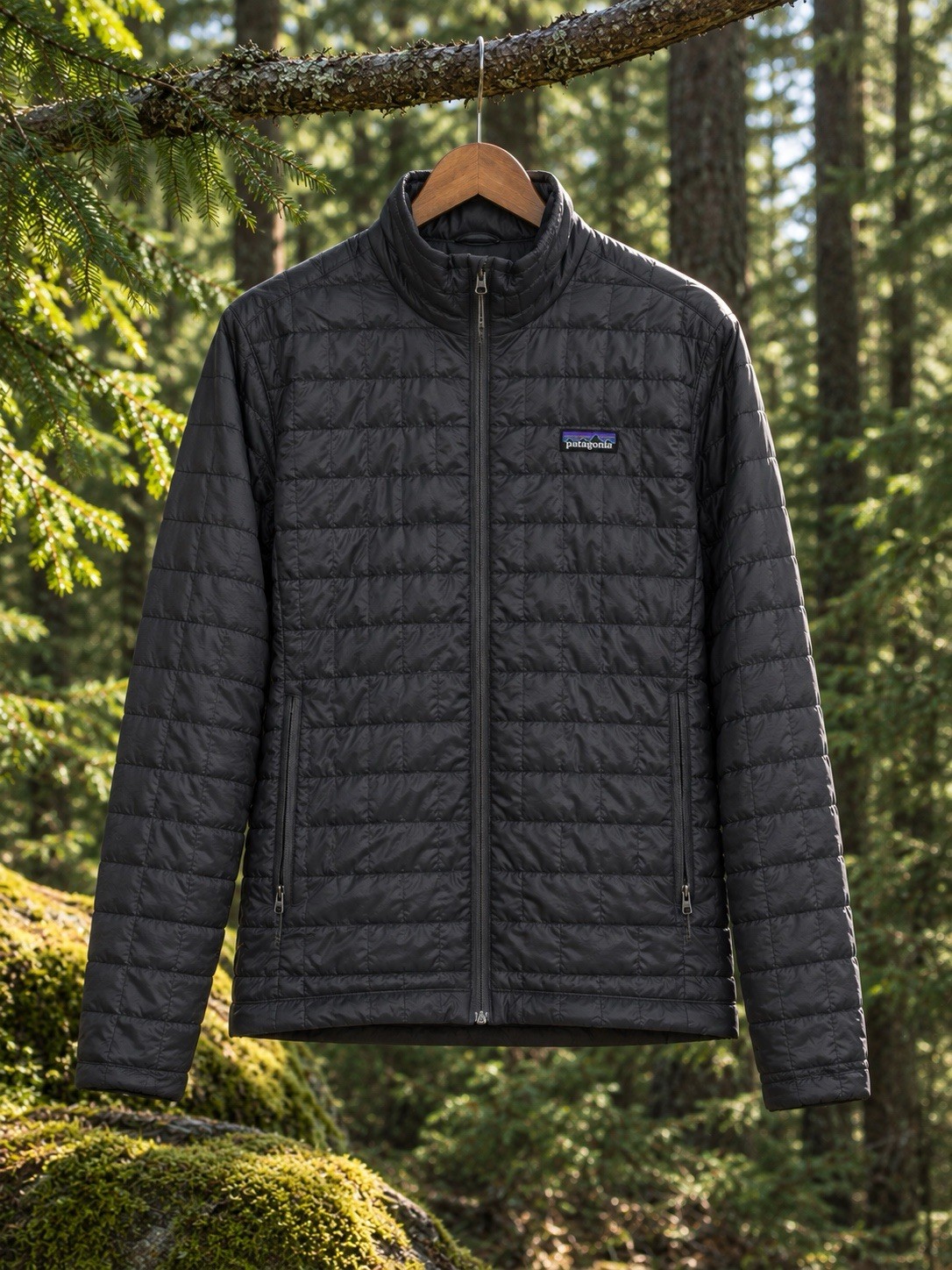 Patagonia Men\'s S Gray/Black Quilted Insulated Puffer Jacket Full Zip Zip Pocket Patagonia Men\'s S Gray/Black Quilted Insulated Puffer Jacket Full Zip Zip Pocket