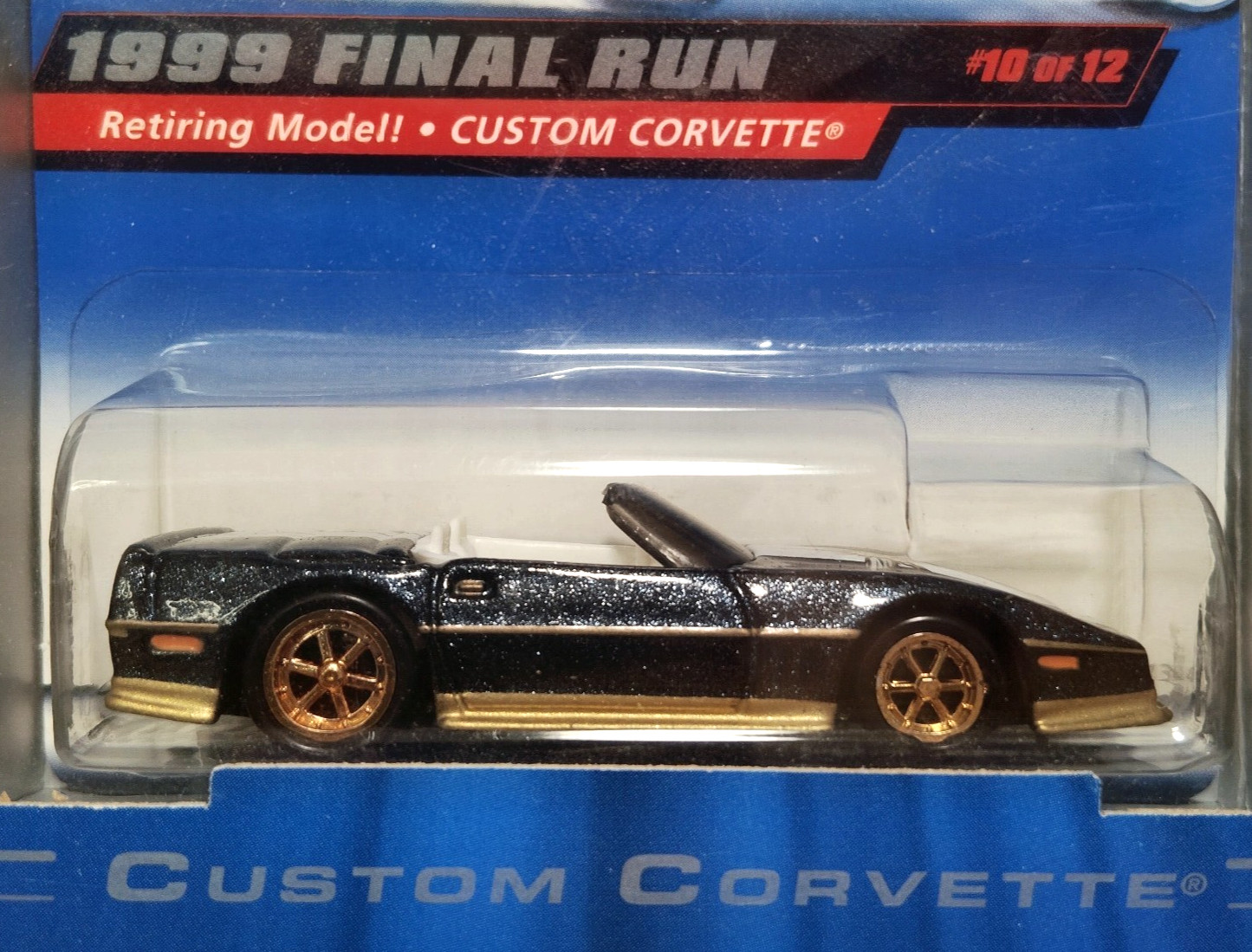 Hot Wheels 1999 Final Run Custom Corvette #10/12 Retiring Model Blue Gold Hot Wheels 1999 Final Run Custom Corvette #10/12 Retiring Model Blue Gold