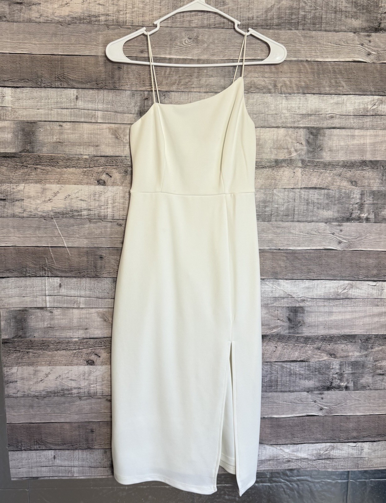 Hello Molly Women\'s Outta Cash Asymetrical Midi Dress White Size Small US