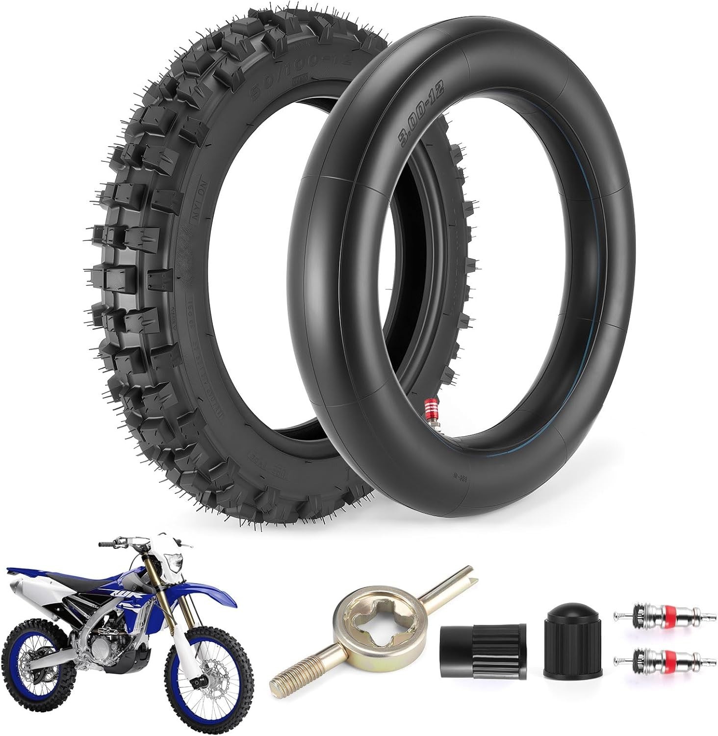 80/100-12 3.00-12 Back Rear Tire and Inner Tube,80/100-12 Dirt Bike Tire,12 Inch