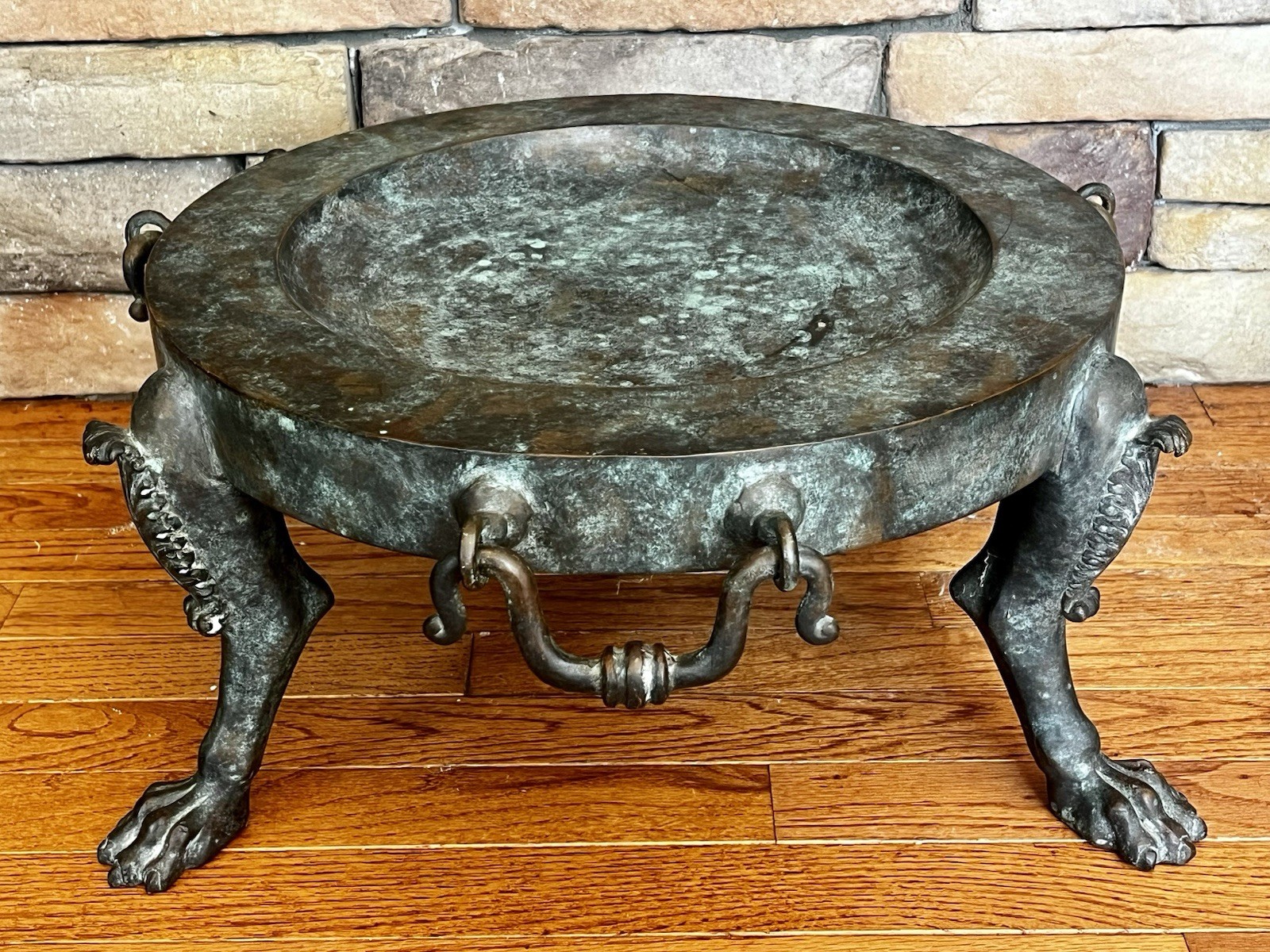 Antique 19th Century European Cast Bronze Brazier - Claw Feet, Handles, Patina Antique 19th Century European Cast Bronze Brazier - Claw Feet, Handles, Patina