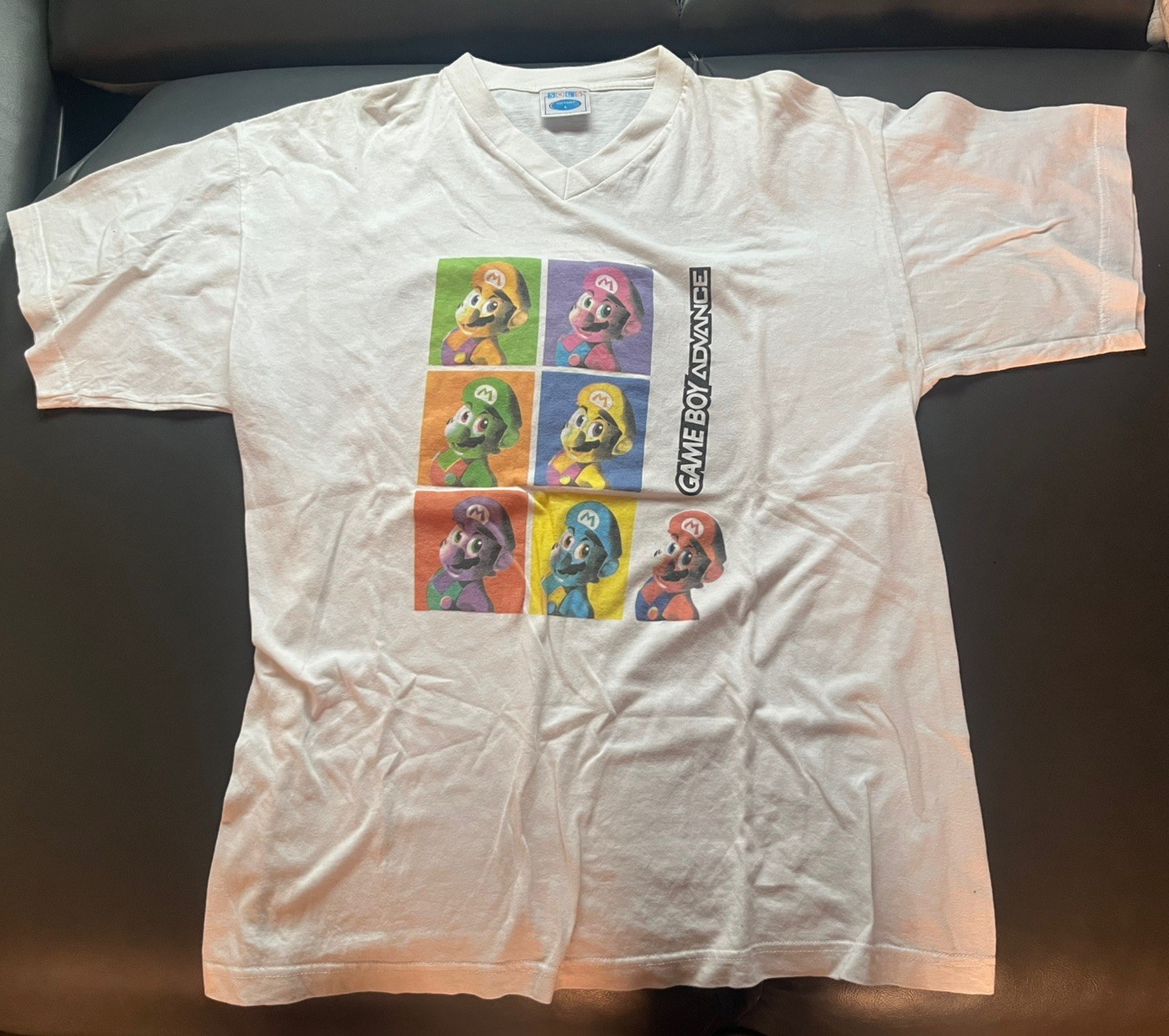 Vintage Y2K 2000s European Gameboy Advance Mario Videogame Promo Tshirt Sz Large Vintage Y2K 2000s European Gameboy Advance Mario Videogame Promo Tshirt Sz Large