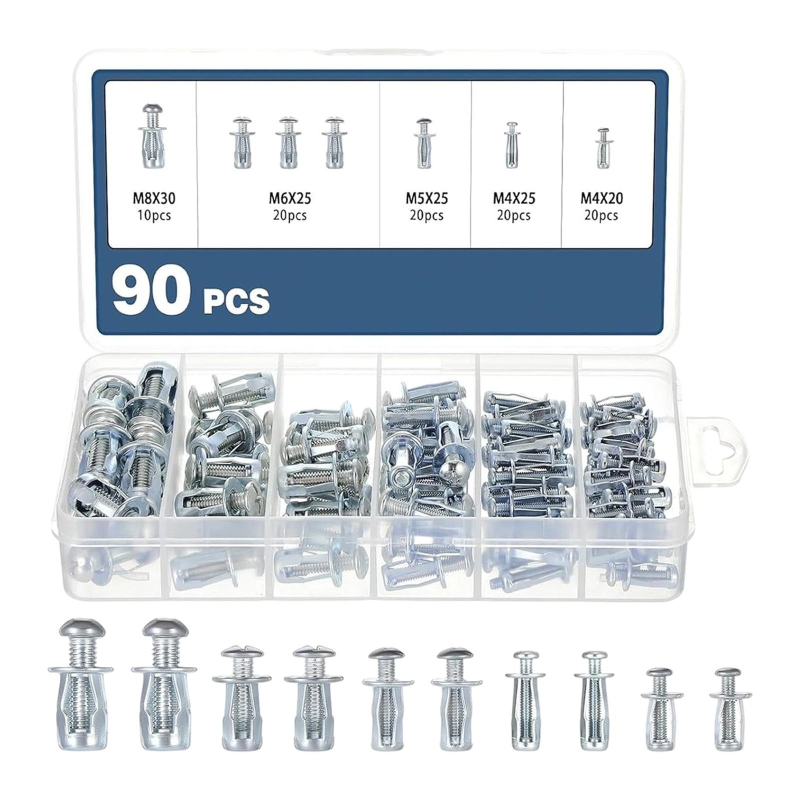 Button Rivet Locking Nuts Set, M4 M5 M6 M8, Flower Nuts Bolts (1Set)