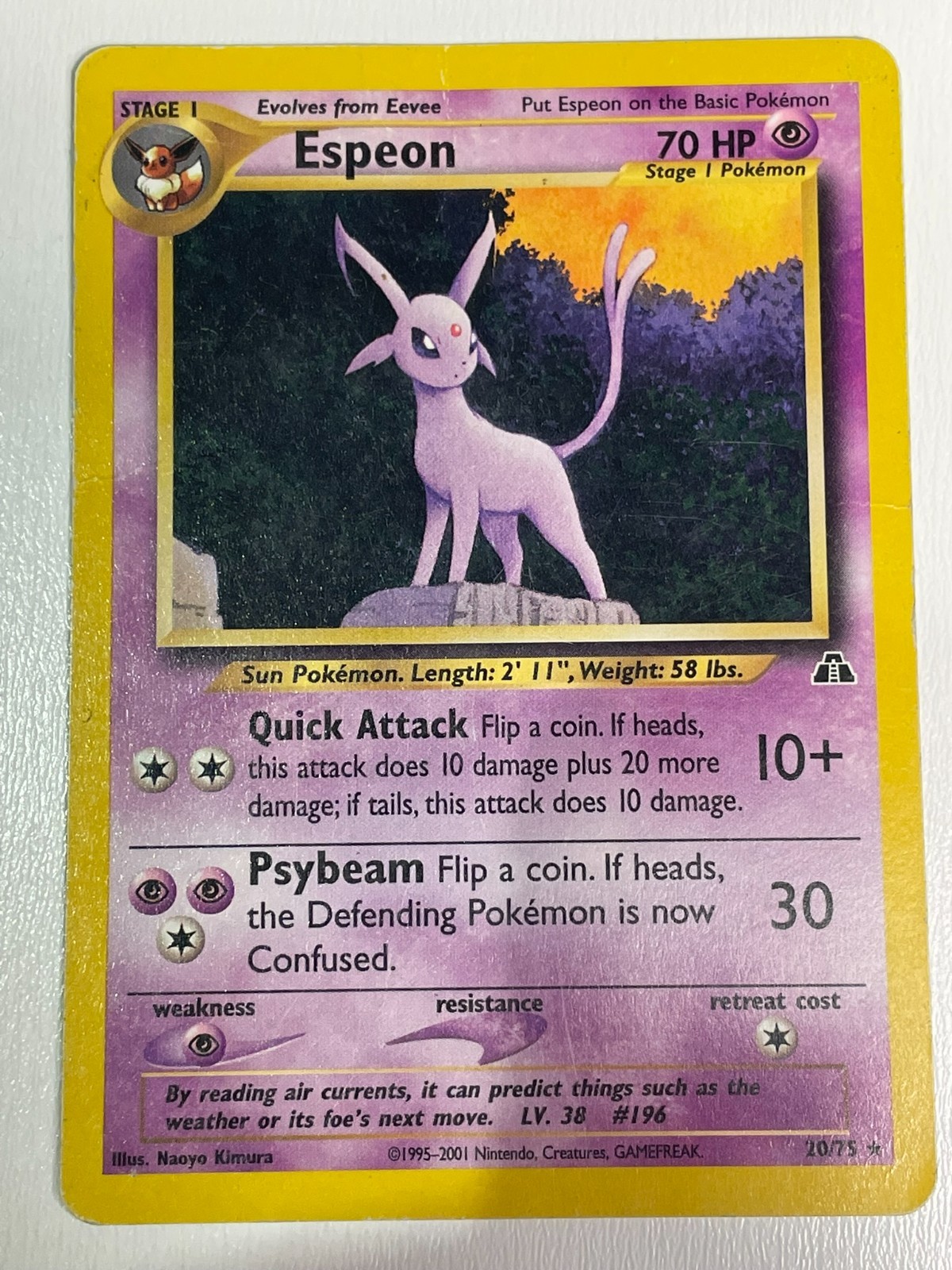 Pokemon Card - Espeon Neo Discovery 20/75 Unlimited Rare Pokemon Card - Espeon Neo Discovery 20/75 Unlimited Rare