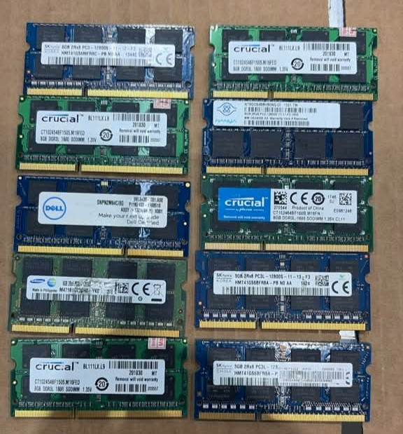 Lot of 10 Mix Brand PC3(L)-12800S DDR3-1600 Laptop Ram Lot of 10 Mix Brand PC3(L)-12800S DDR3-1600 Laptop Ram