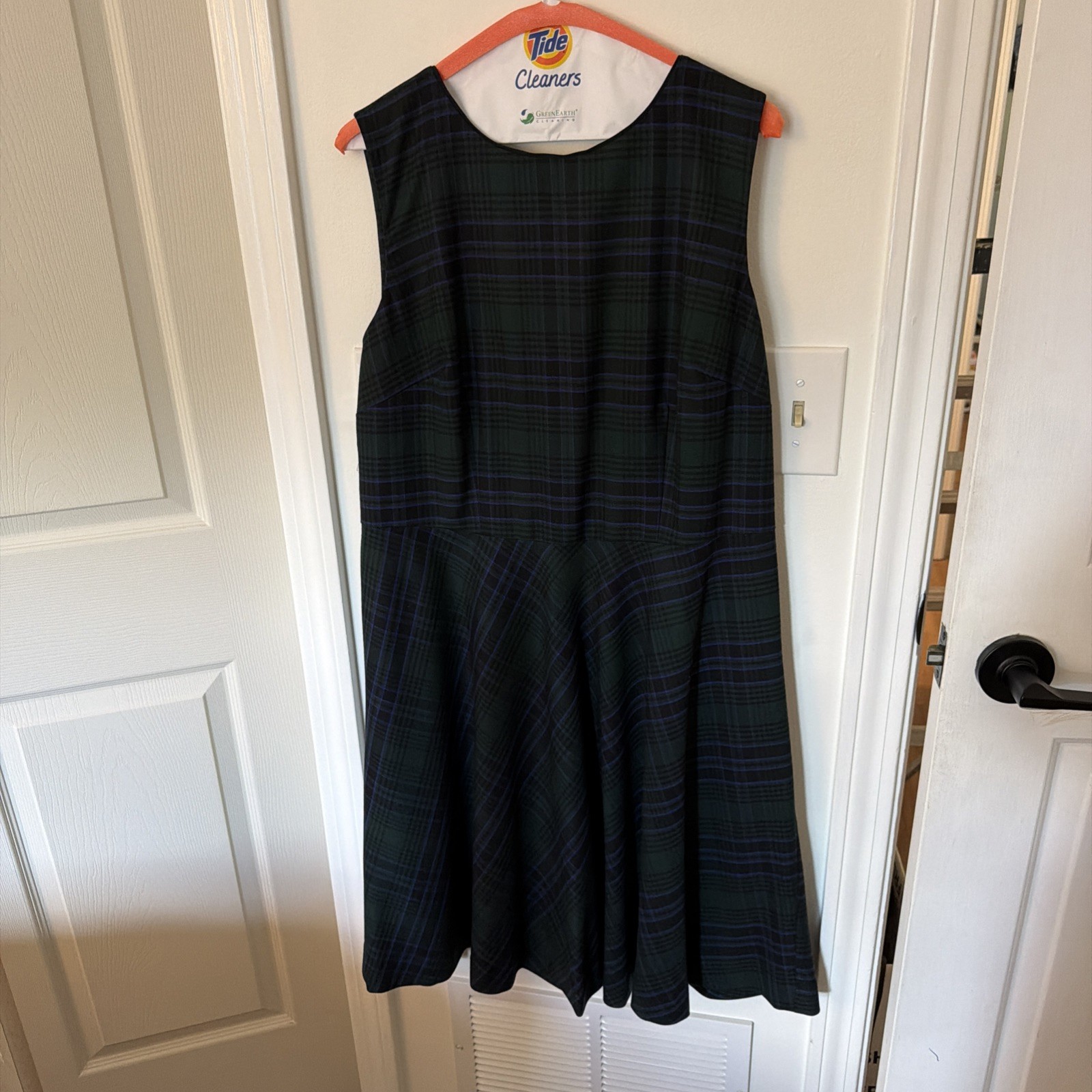 Talbots Classic Black Watch Plaid Wool Dress With Ribbon Trim Size 16Petite Talbots Classic Black Watch Plaid Wool Dress With Ribbon Trim Size 16Petite