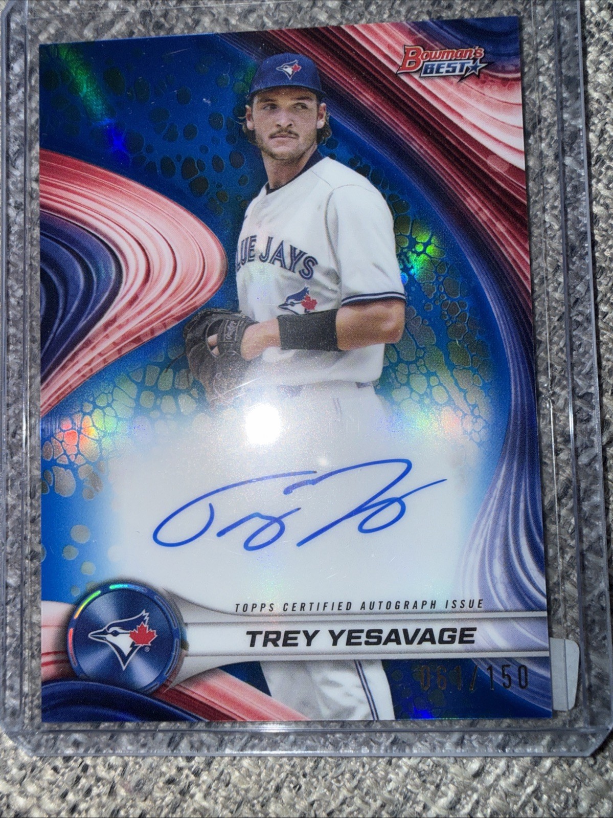 2024 Bowman\'s Best of 2024 Trey Yesavage Auto Blue Refractor #132/150 Blue Jays 2024 Bowman\'s Best of 2024 Trey Yesavage Auto Blue Refractor #132/150 Blue Jays
