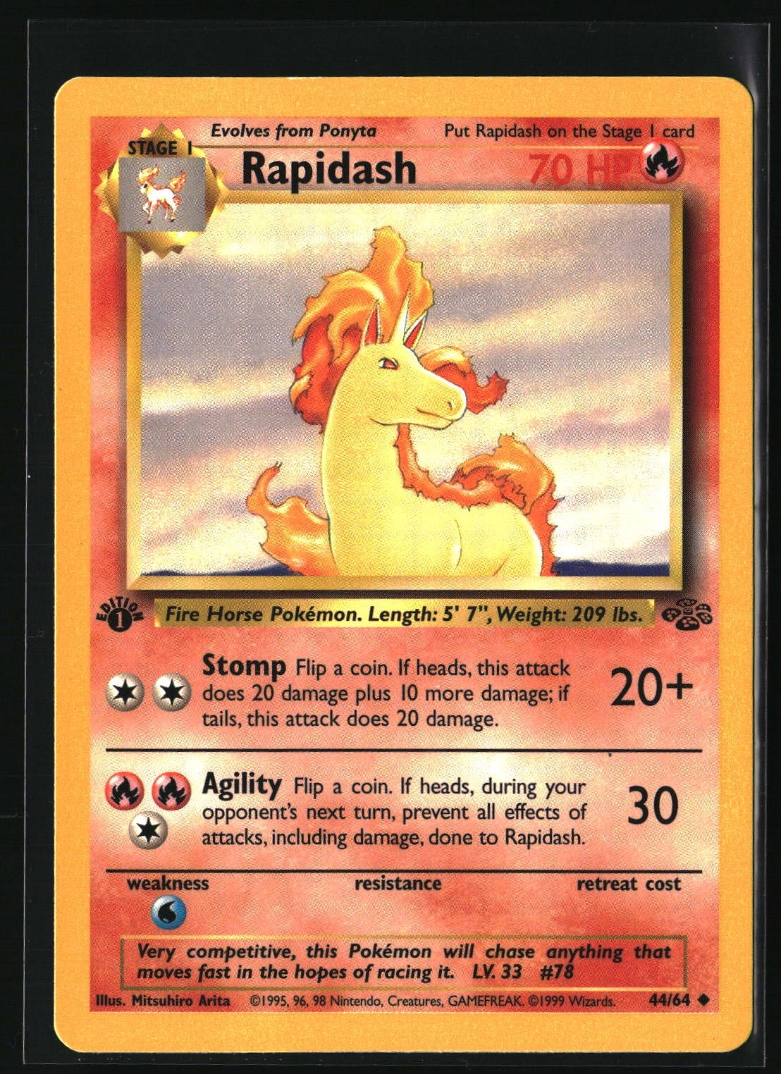 Jungle #44/64 Rapidash 1st First Edition Jungle #44/64 Rapidash 1st First Edition